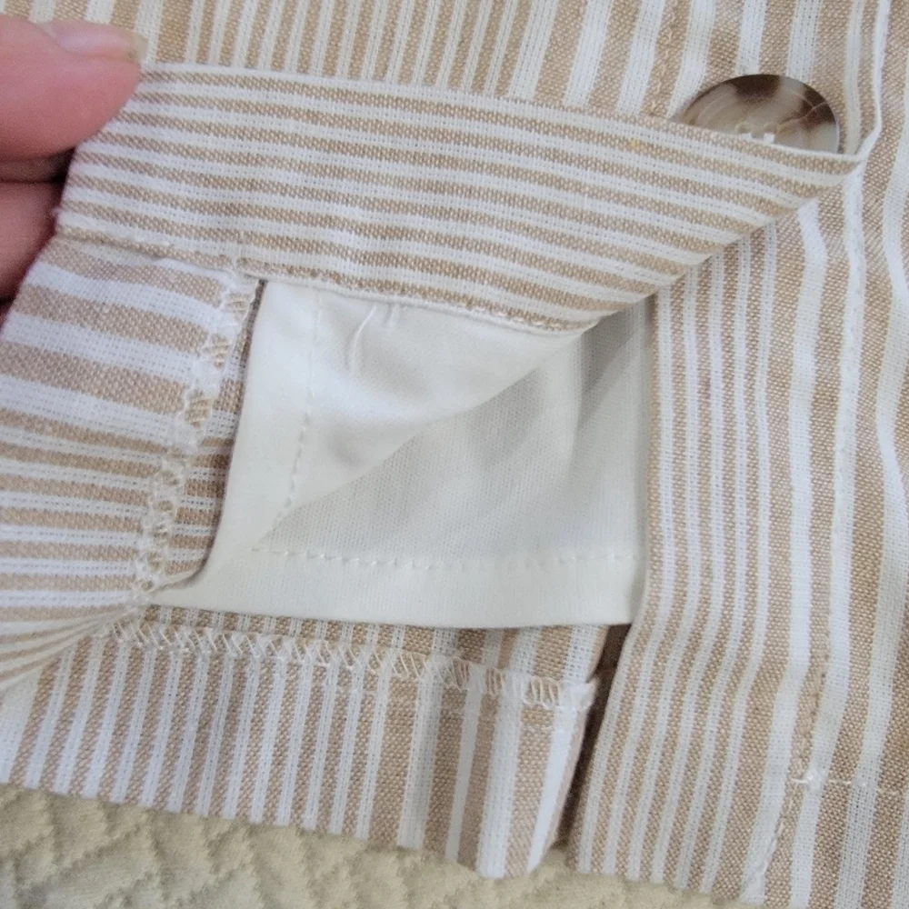 Favlux Stripes Cotton blend Paper bag Waist Skirt Size Large Button Front